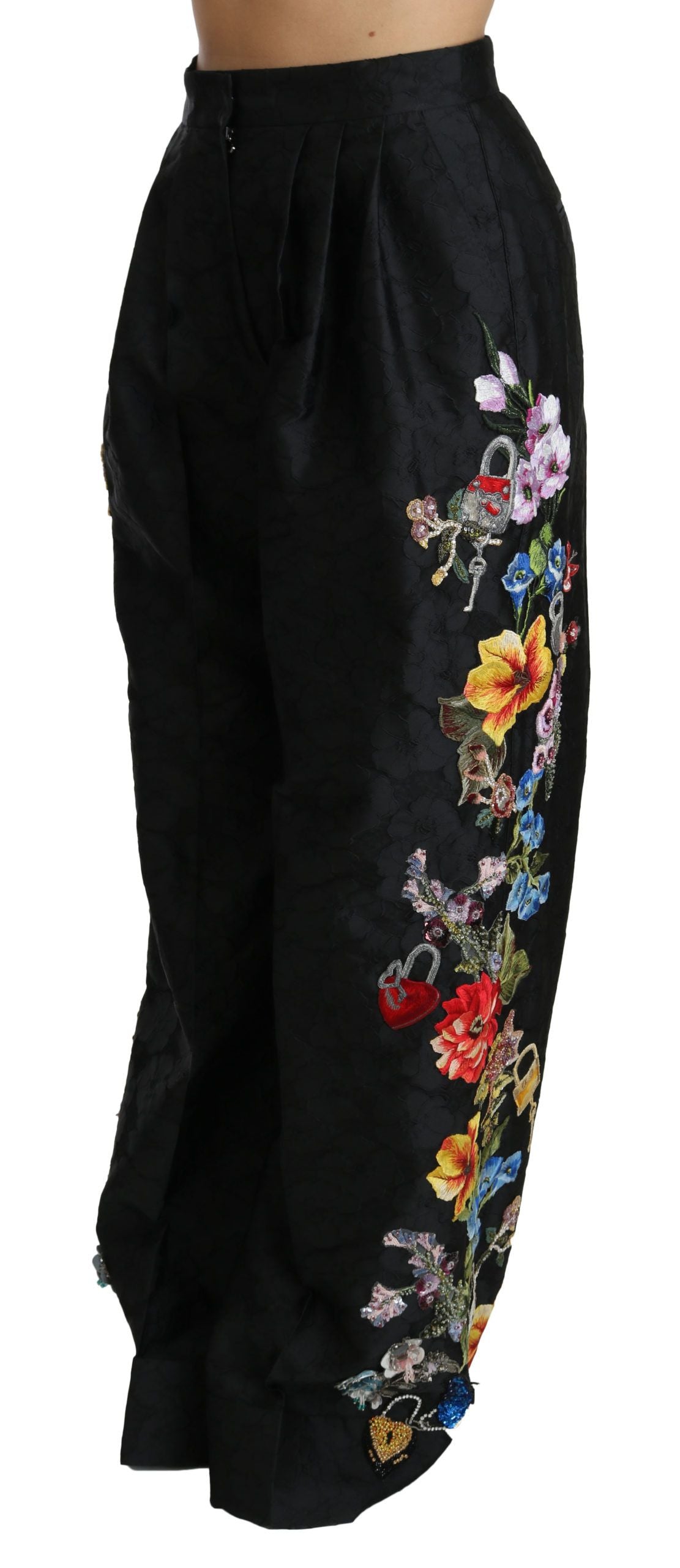 Dolce & Gabbana Elegant High Waist Wide Leg Floral Pants Dolce & Gabbana