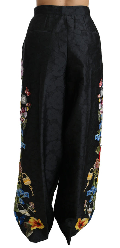 Dolce & Gabbana Elegant High Waist Wide Leg Floral Pants Dolce & Gabbana