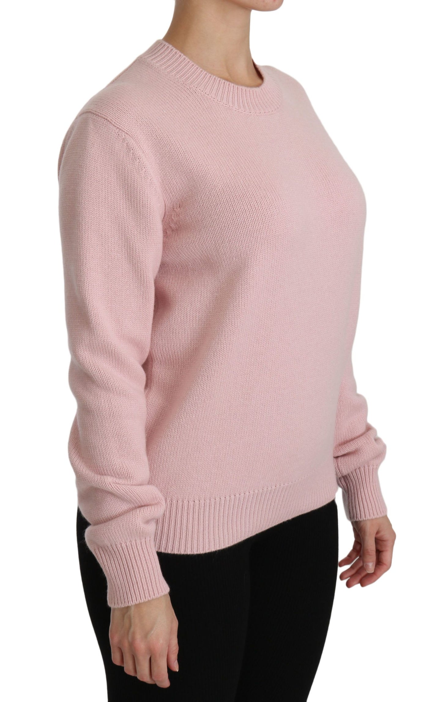 Dolce & Gabbana Cashmere-Blend Pink Crew Neck Sweater Dolce & Gabbana