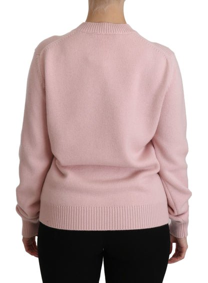 Dolce & Gabbana Cashmere-Blend Pink Crew Neck Sweater Dolce & Gabbana