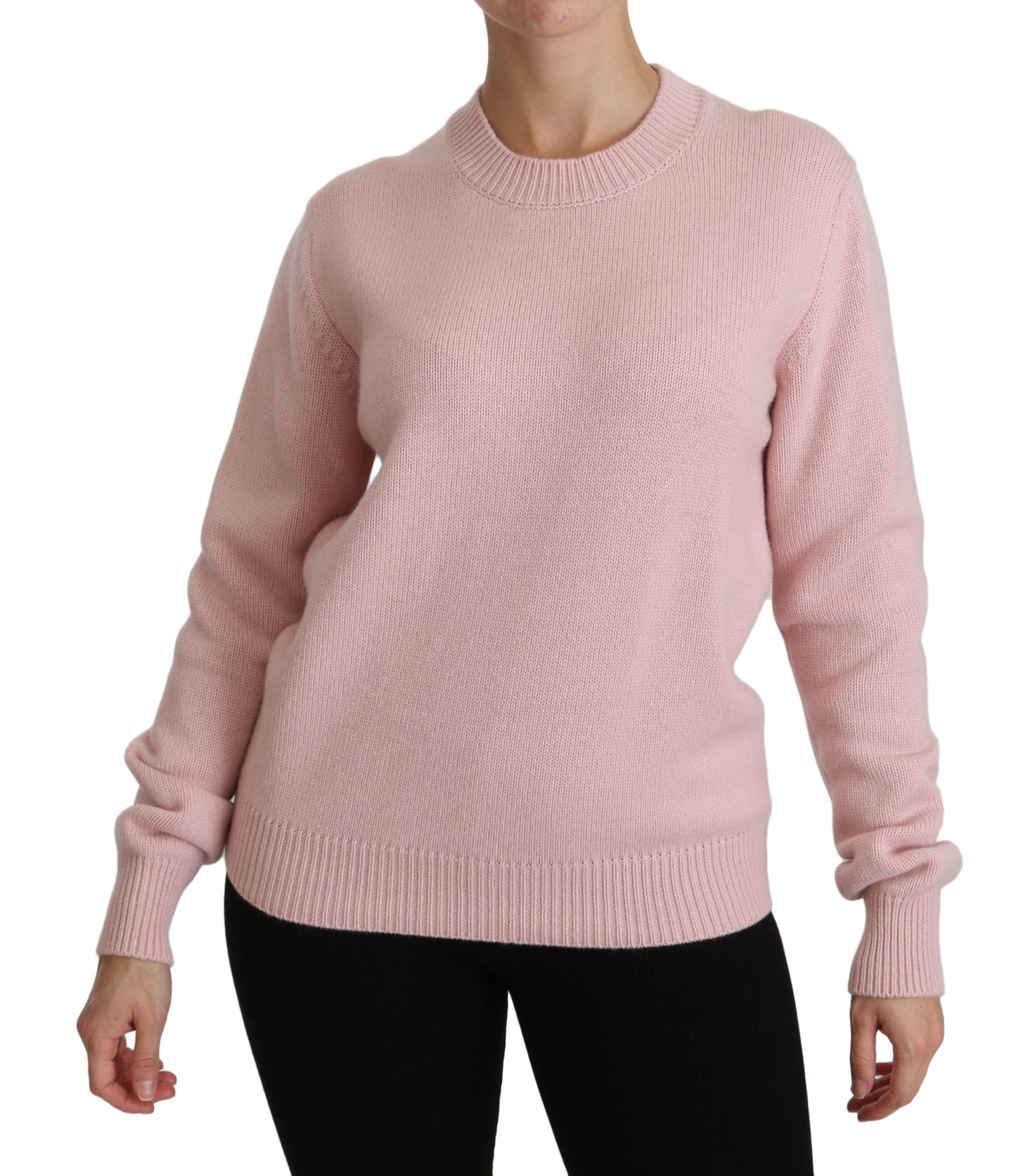 Dolce & Gabbana Cashmere-Blend Pink Crew Neck Sweater Dolce & Gabbana