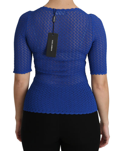 Dolce & Gabbana Elegant Blue Sheer Blouse Dolce & Gabbana