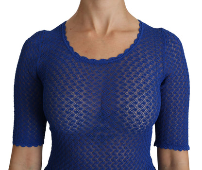 Dolce & Gabbana Elegant Blue Sheer Blouse Dolce & Gabbana