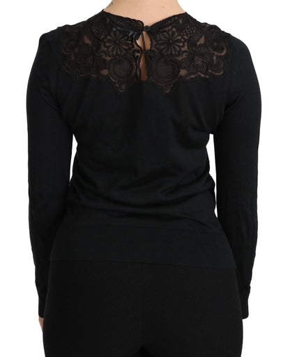 Dolce & Gabbana Elegant Silk-Blend Black Lace Blouse Dolce & Gabbana