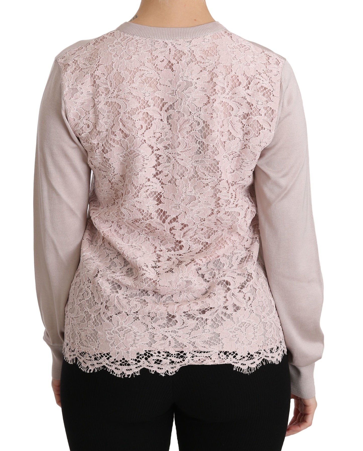 Dolce & Gabbana Silk Blend Pink Crew Neck Cardigan Dolce & Gabbana