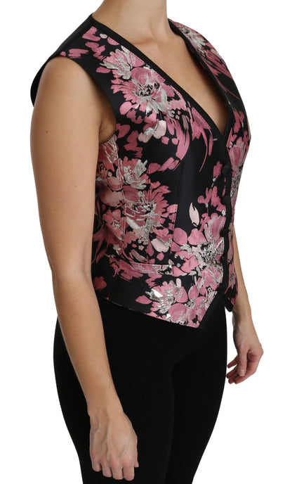 Dolce & Gabbana Elegant Floral Brocade Plunging Vest Top Dolce & Gabbana