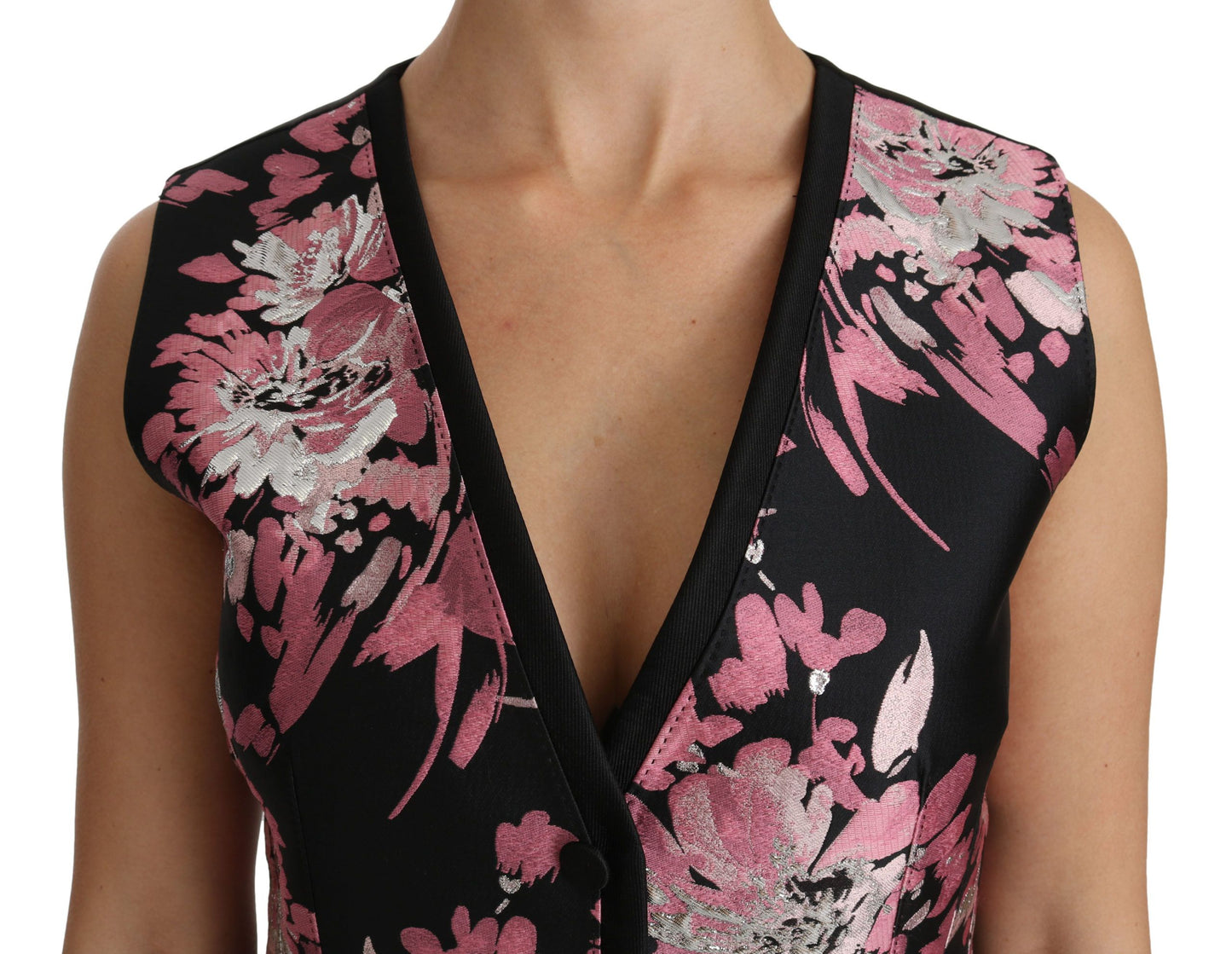 Dolce & Gabbana Elegant Floral Brocade Plunging Vest Top Dolce & Gabbana