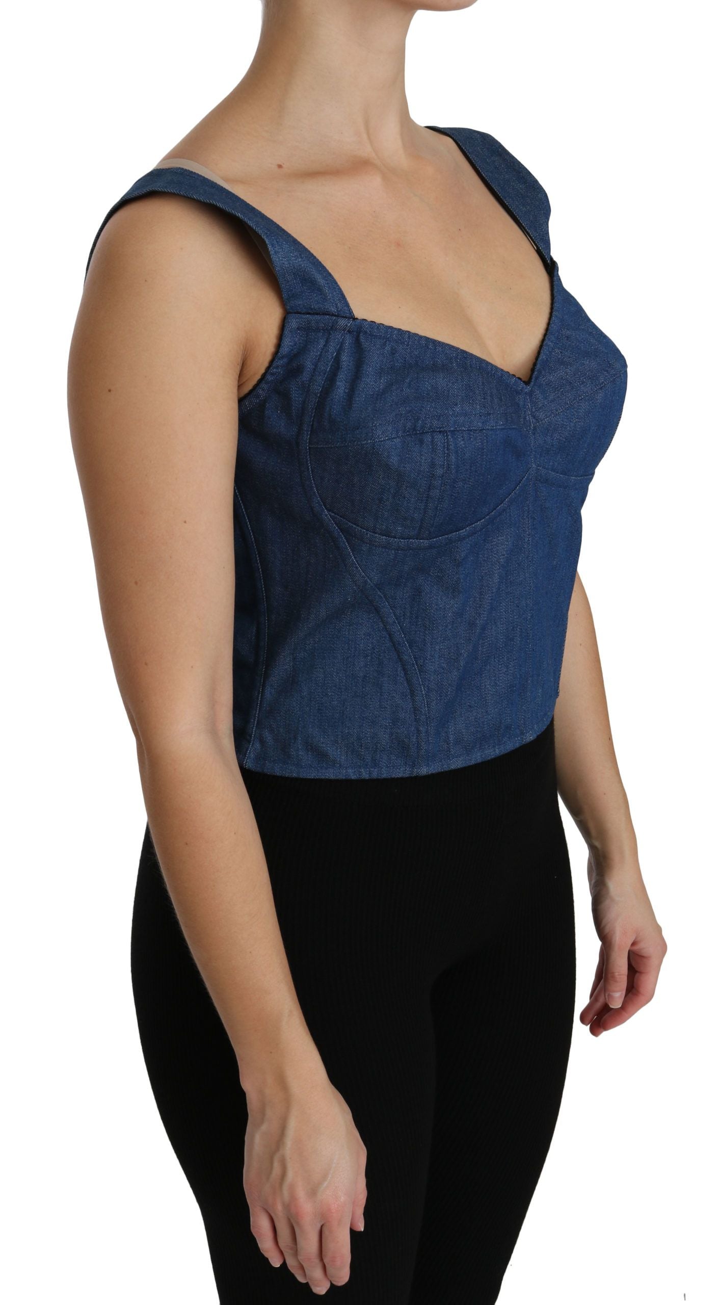 Dolce & Gabbana Elegant Sleeveless Bustier Top in Blue Dolce & Gabbana