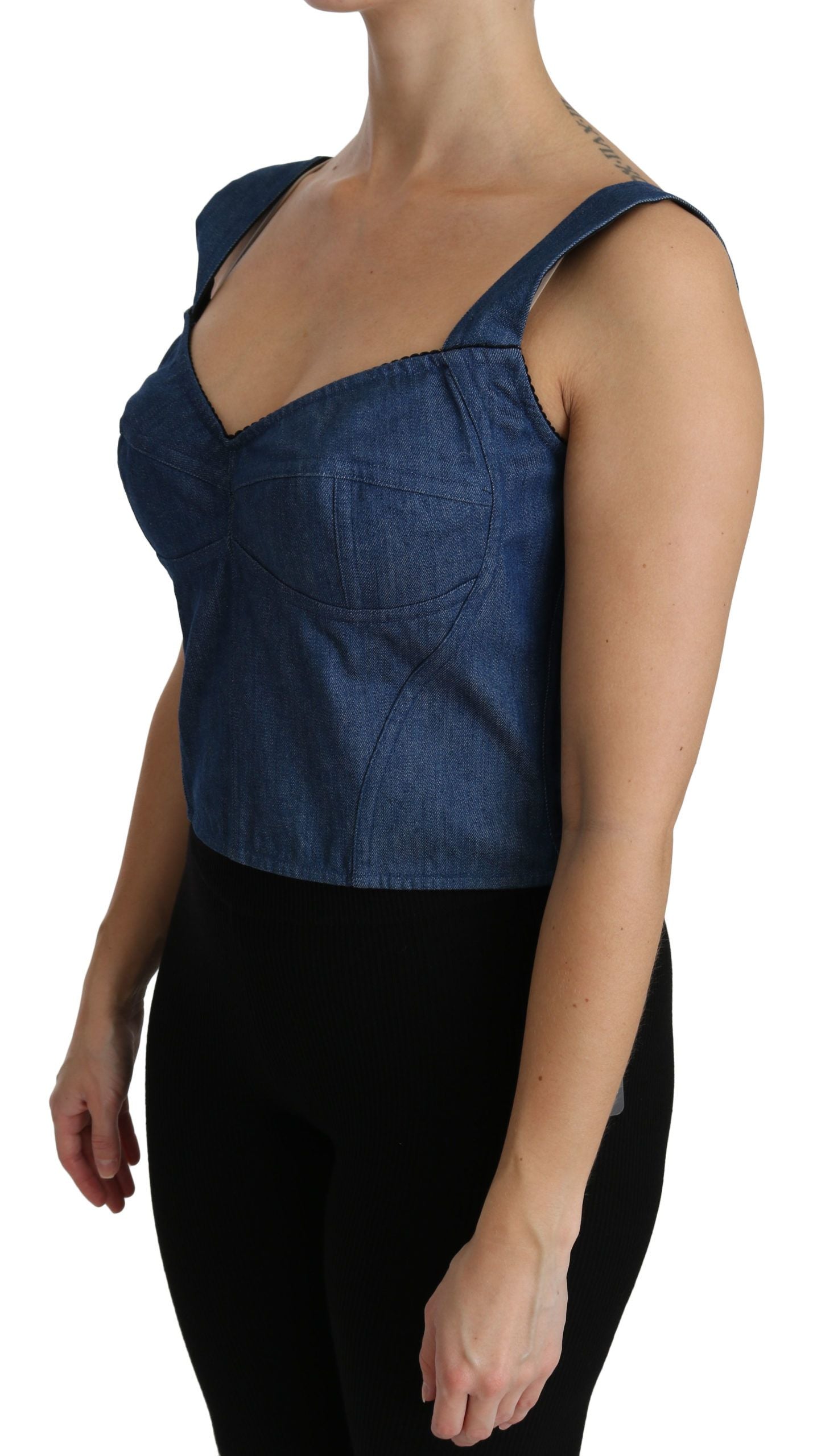 Dolce & Gabbana Elegant Sleeveless Bustier Top in Blue Dolce & Gabbana