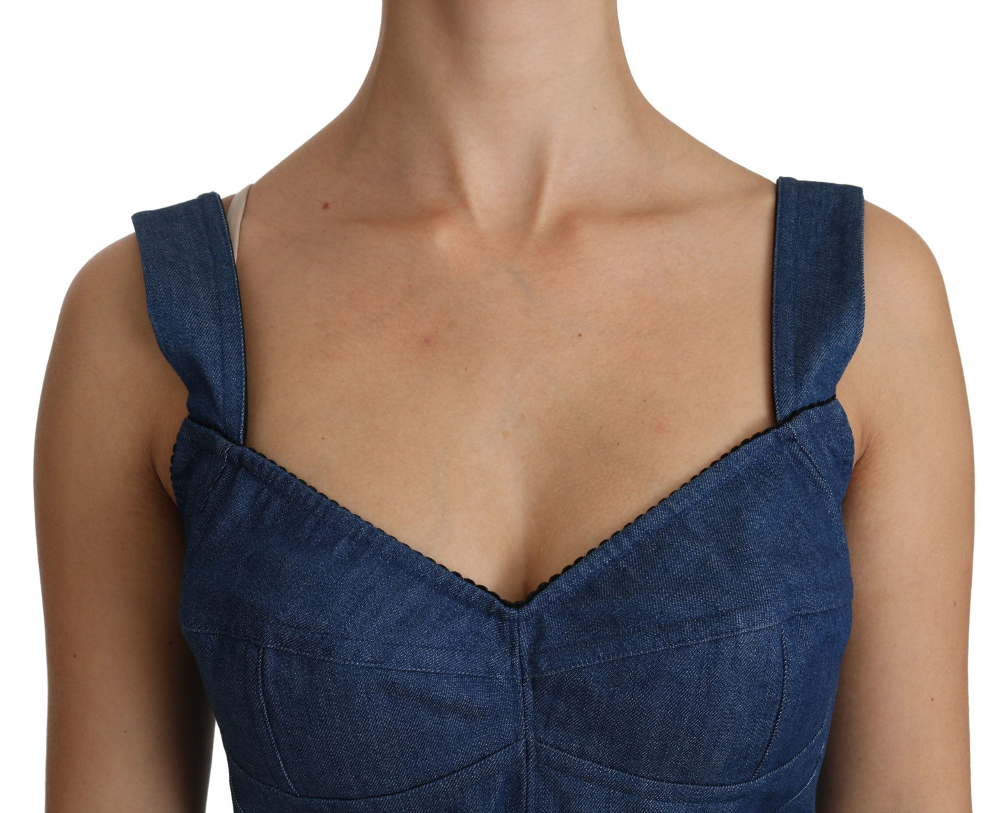 Dolce & Gabbana Elegant Sleeveless Bustier Top in Blue Dolce & Gabbana