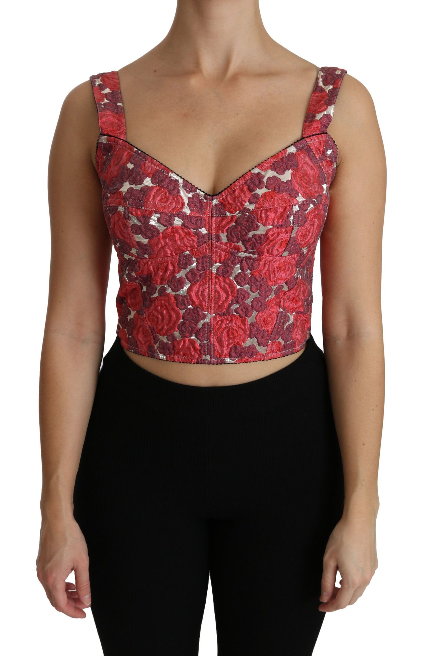 Dolce & Gabbana Elegant Floral Brocade Cropped Top Dolce & Gabbana