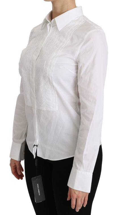 Dolce & Gabbana Elegant White Collared Long Sleeve Polo Top Dolce & Gabbana