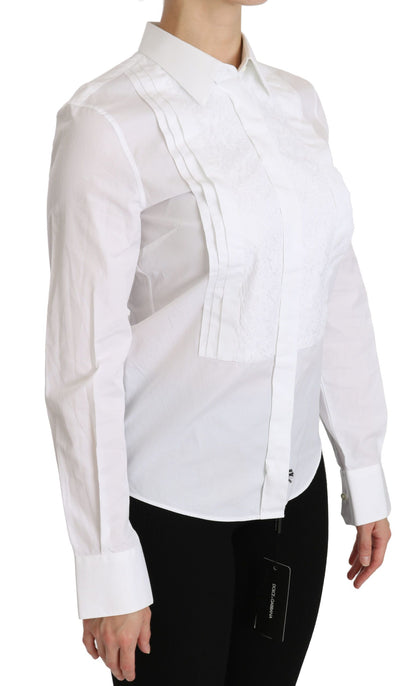 Dolce & Gabbana Elegant White Collared Long Sleeve Polo Top Dolce & Gabbana