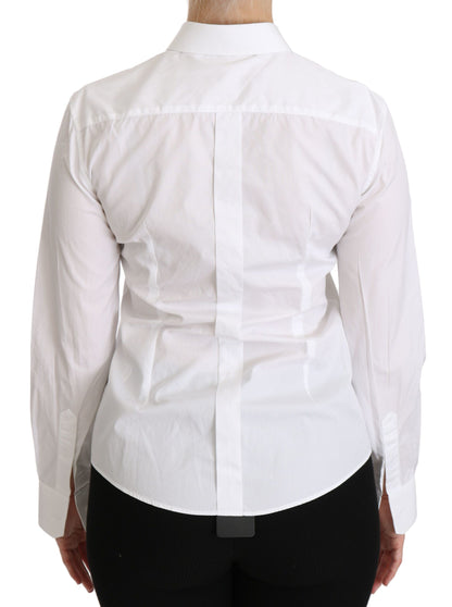 Dolce & Gabbana Elegant White Collared Long Sleeve Polo Top Dolce & Gabbana