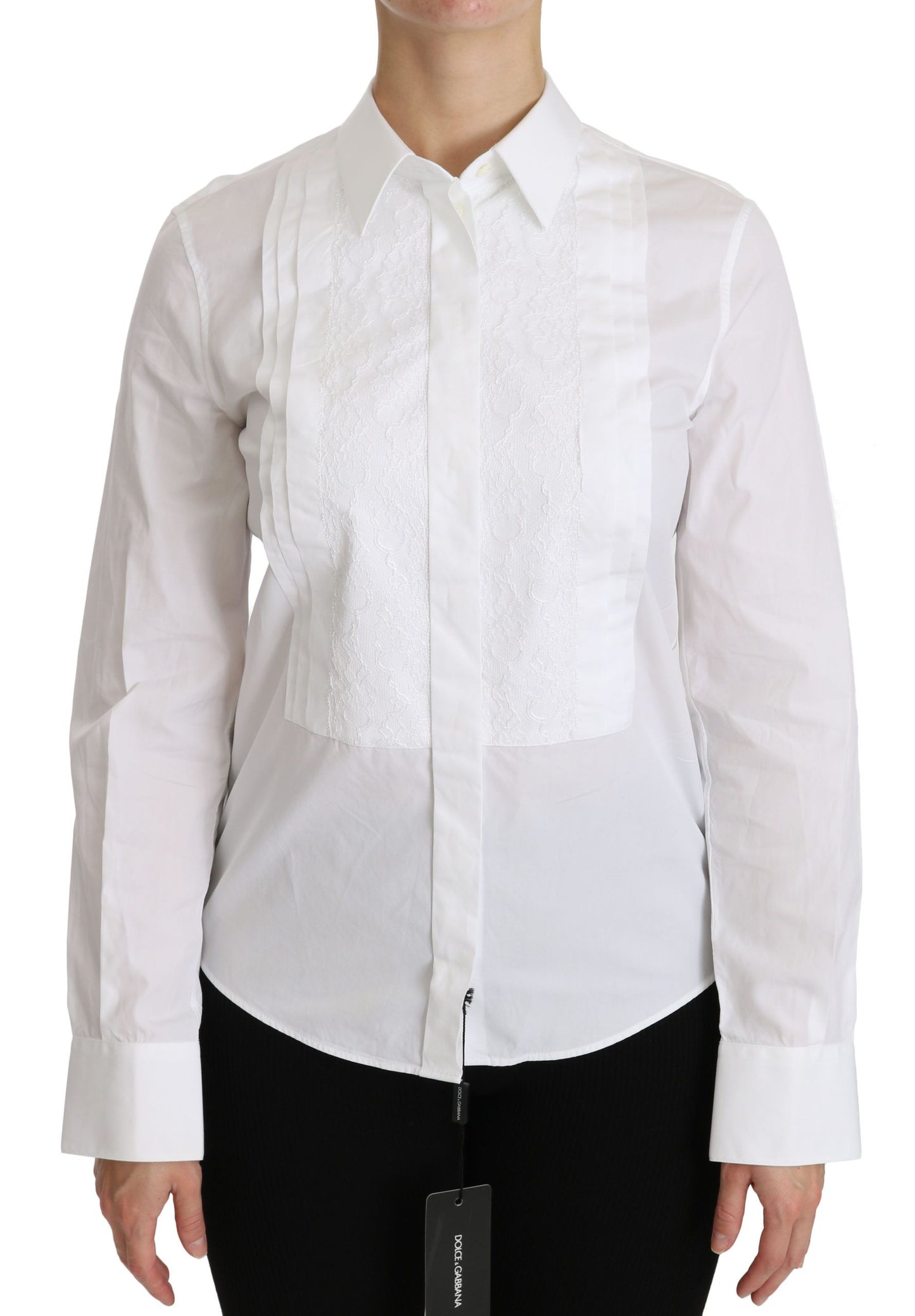 Dolce & Gabbana Elegant White Collared Long Sleeve Polo Top Dolce & Gabbana