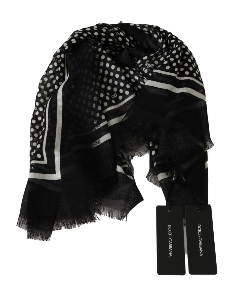 Dolce & Gabbana Elegant Black Silk Blend Polka Dotted Men's Scarf Dolce & Gabbana