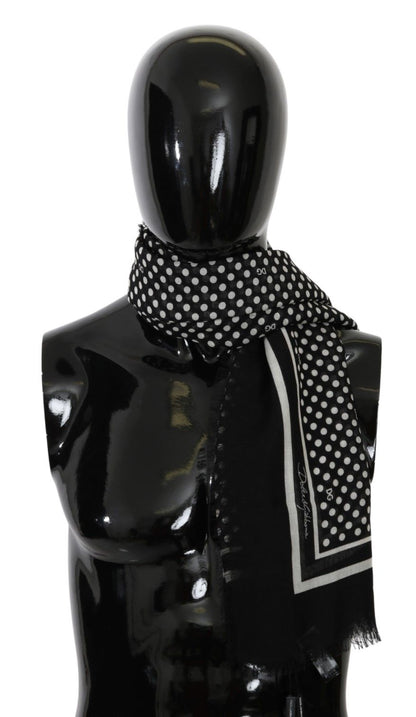 Dolce & Gabbana Elegant Black Silk Blend Polka Dotted Men's Scarf Dolce & Gabbana