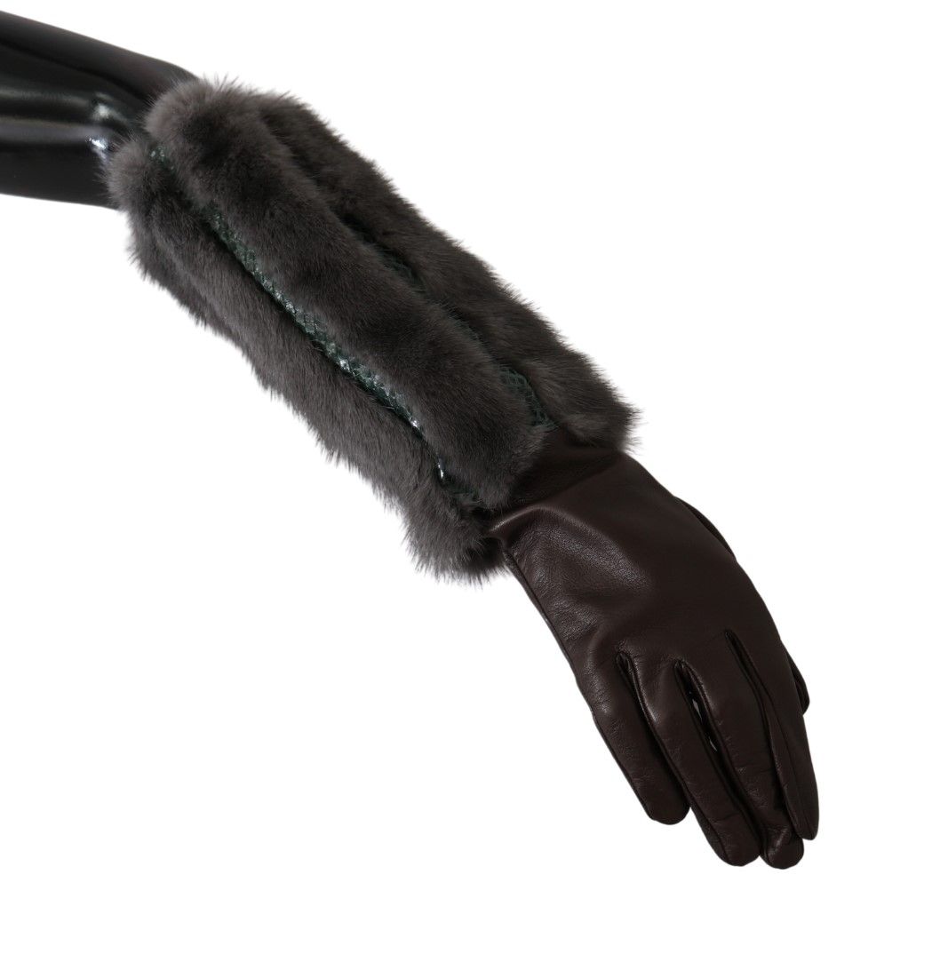 Dolce & Gabbana Elegant Mid-Arm Leather Gloves in Brown Dolce & Gabbana