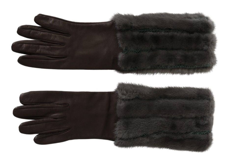 Dolce & Gabbana Elegant Mid-Arm Leather Gloves in Brown Dolce & Gabbana