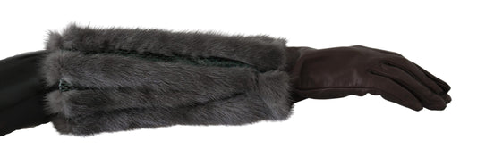 Dolce & Gabbana Elegant Mid-Arm Leather Gloves in Brown Dolce & Gabbana