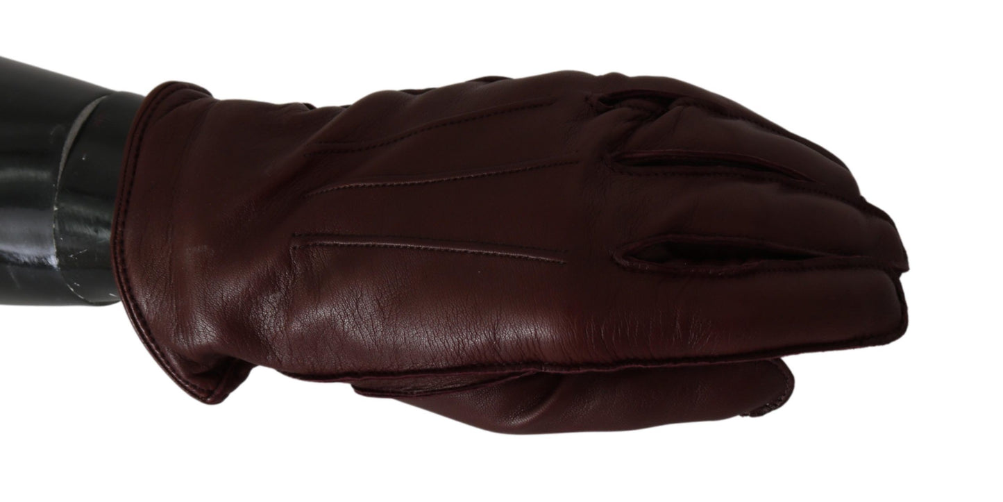 Dolce & Gabbana Elegant Maroon Wrist-Length Lambskin Gloves Dolce & Gabbana