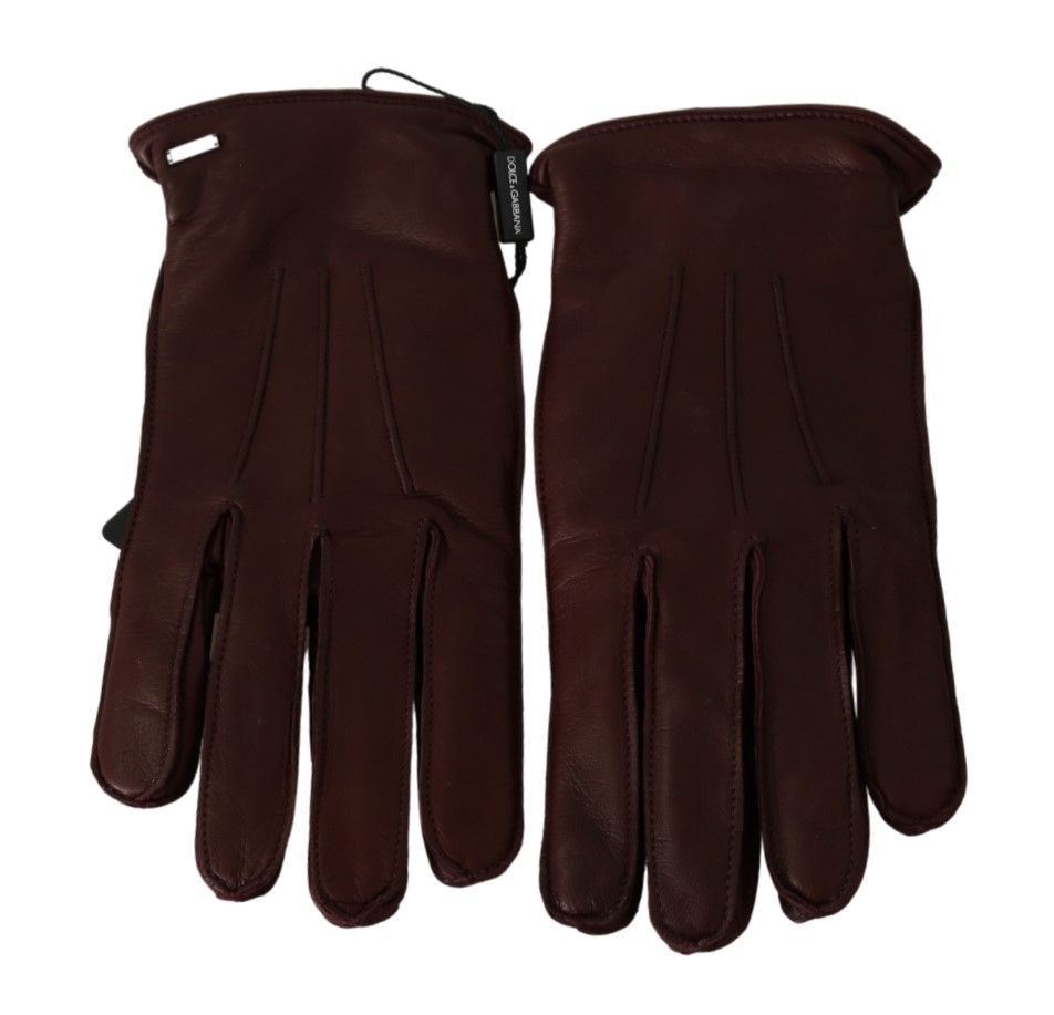 Dolce & Gabbana Elegant Maroon Wrist-Length Lambskin Gloves Dolce & Gabbana