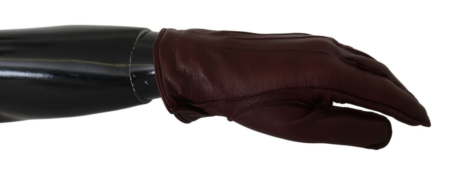 Dolce & Gabbana Elegant Maroon Wrist-Length Lambskin Gloves Dolce & Gabbana