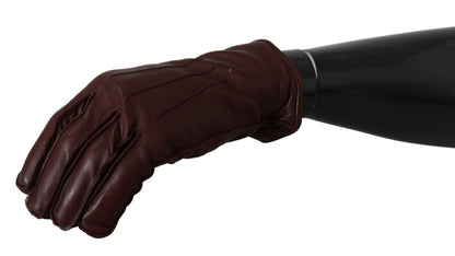 Dolce & Gabbana Elegant Maroon Wrist-Length Lambskin Gloves Dolce & Gabbana