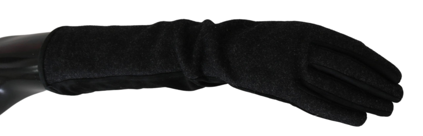 Dolce & Gabbana Elegant Mid-Length Wool Gloves in Black Dolce & Gabbana