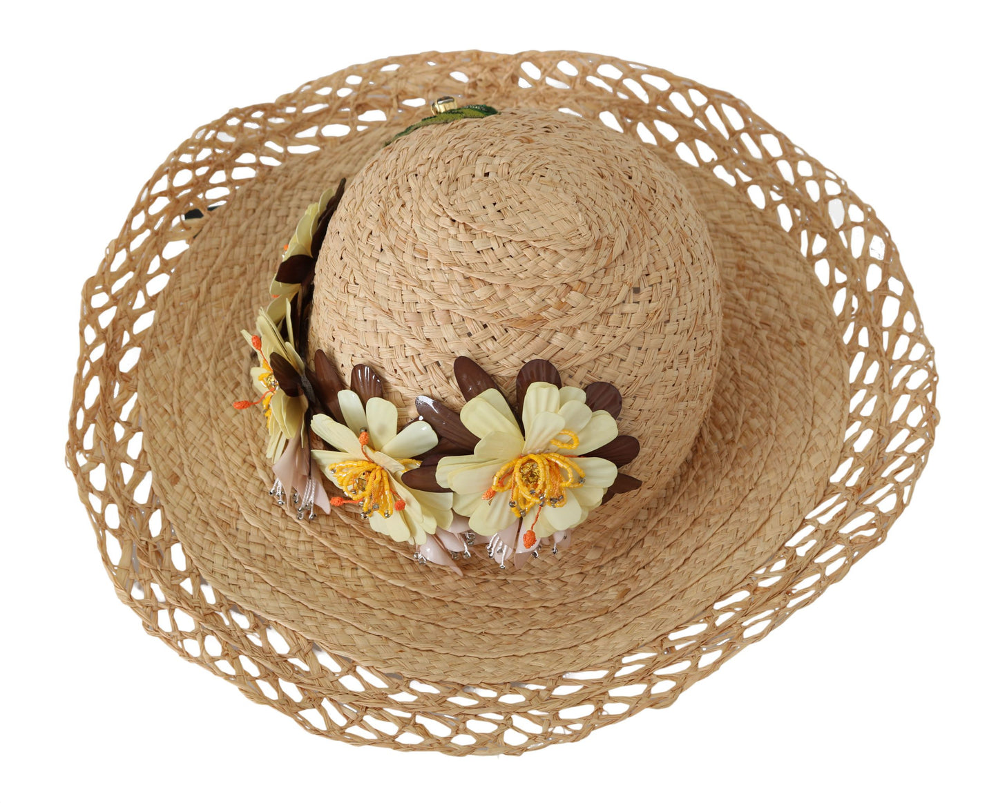 Dolce & Gabbana Elegant Beige Floral Bucket Hat Dolce & Gabbana