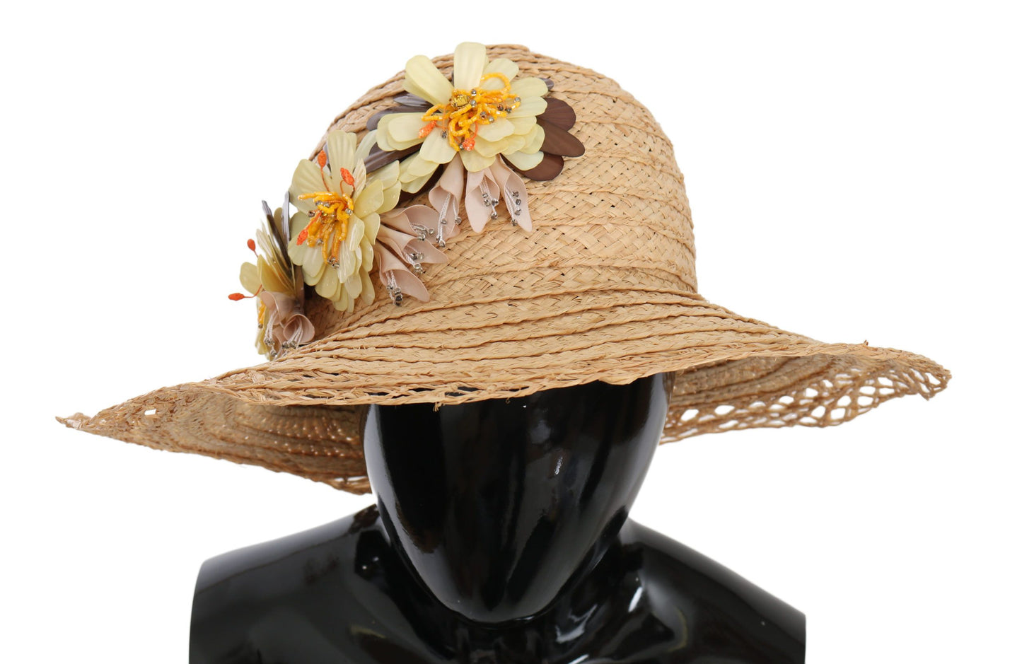 Dolce & Gabbana Elegant Beige Floral Bucket Hat Dolce & Gabbana