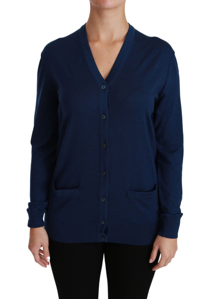 Dolce & Gabbana Elegant Blue Virgin Wool Cardigan Dolce & Gabbana