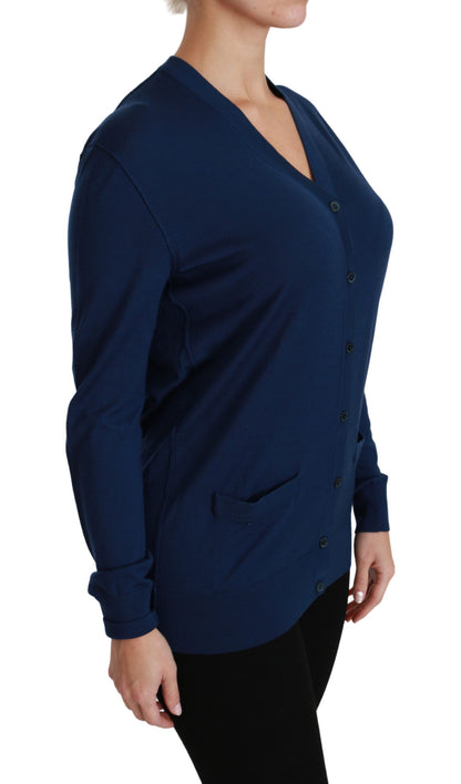 Dolce & Gabbana Elegant Blue Virgin Wool Cardigan Dolce & Gabbana