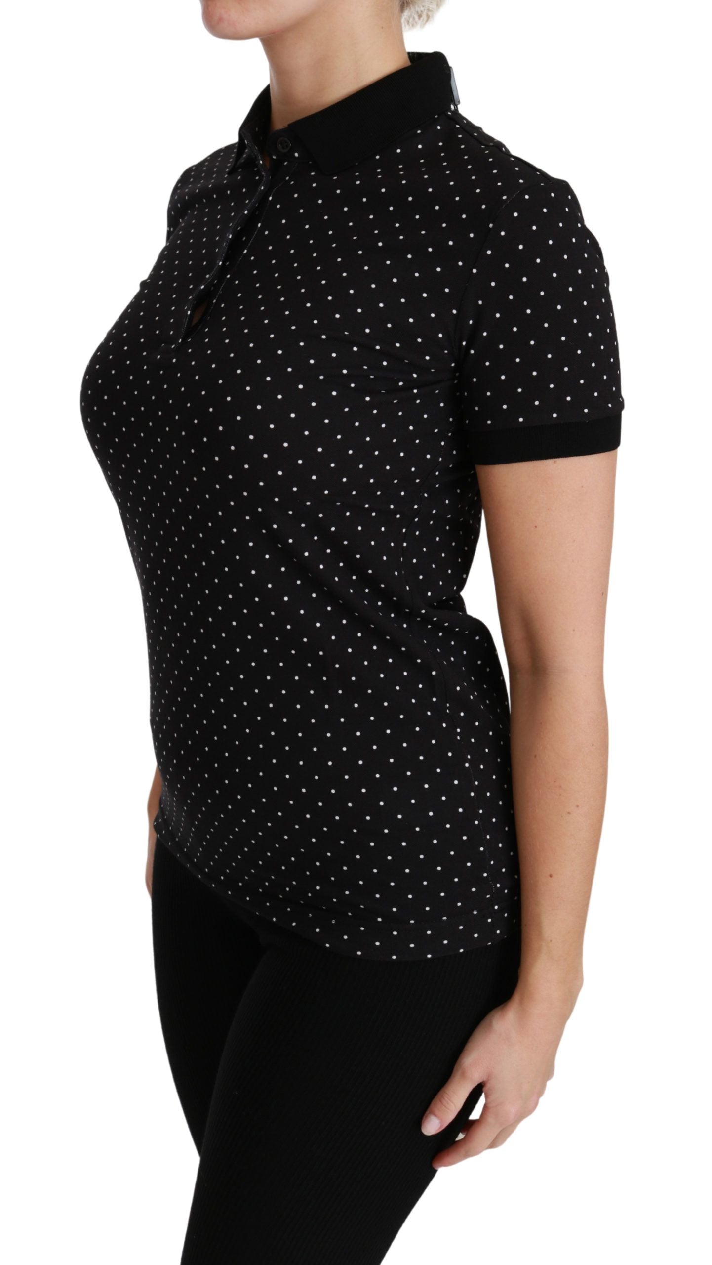 Dolce & Gabbana Elegant Black Dotted Polo Shirt Dolce & Gabbana