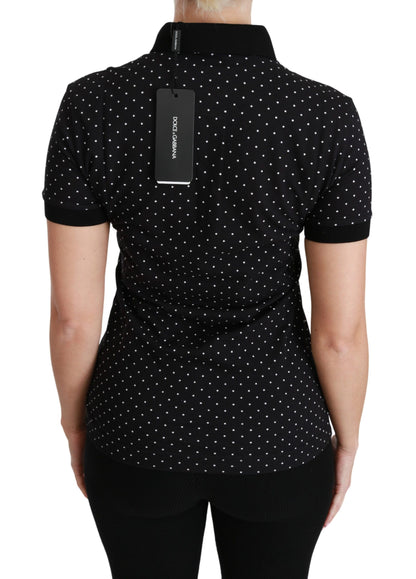 Dolce & Gabbana Elegant Black Dotted Polo Shirt Dolce & Gabbana