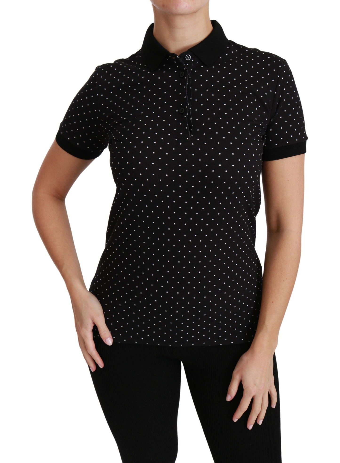 Dolce & Gabbana Elegant Black Dotted Polo Shirt Dolce & Gabbana