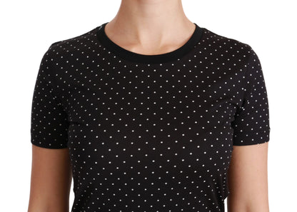 Dolce & Gabbana Chic Black Dotted Crewneck Cotton Tee Dolce & Gabbana