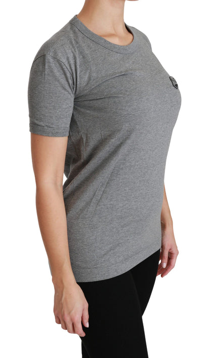 Dolce & Gabbana Chic Gray Amore Patch Crewneck Tee Dolce & Gabbana