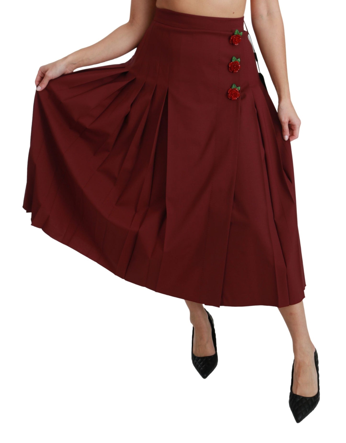 Dolce & Gabbana Elegant Red High Waist Virgin Wool Skirt Dolce & Gabbana