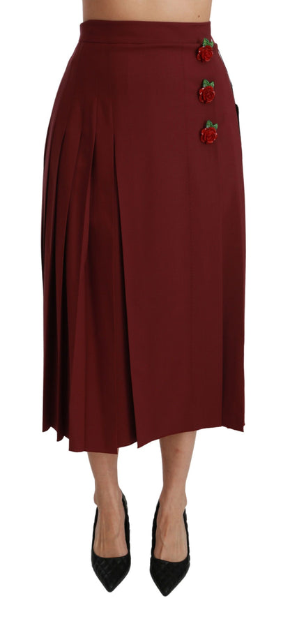 Dolce & Gabbana Elegant Red High Waist Virgin Wool Skirt Dolce & Gabbana