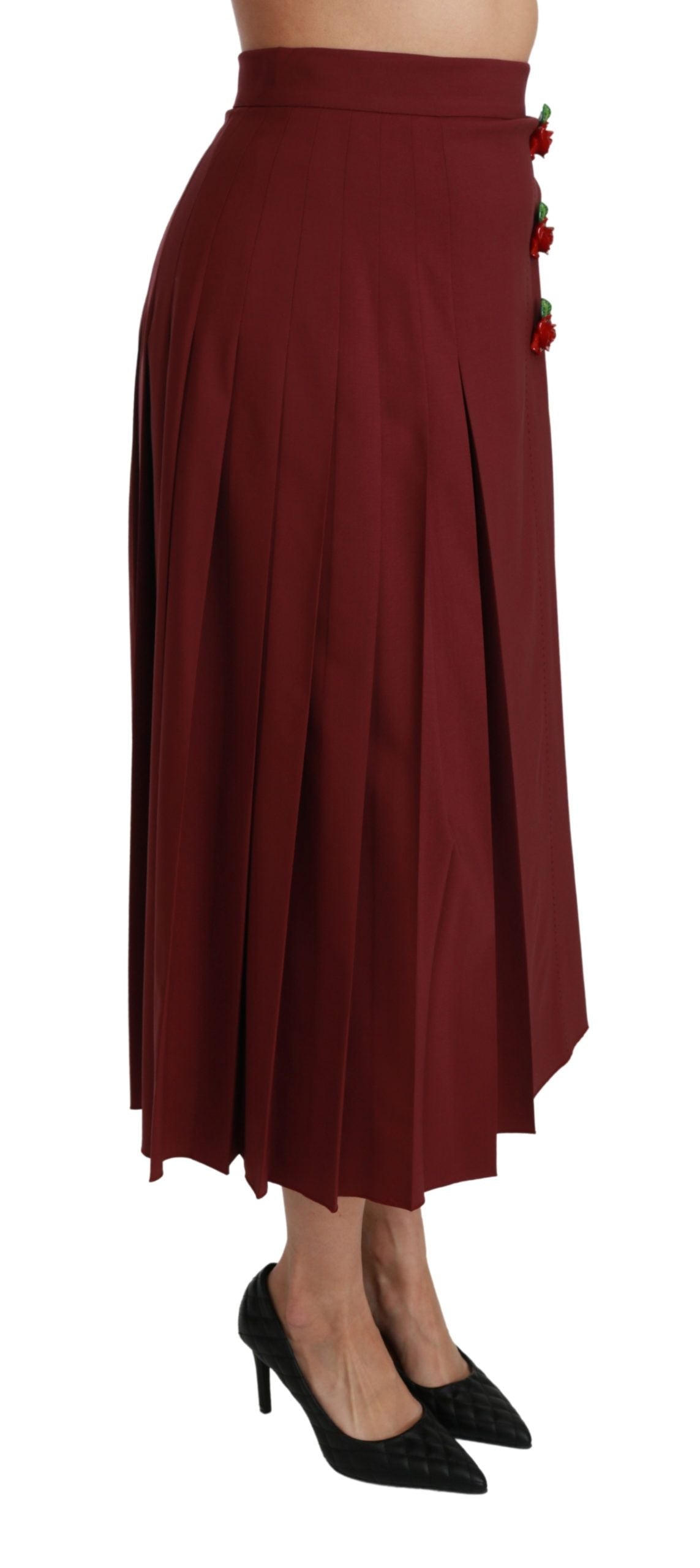 Dolce & Gabbana Elegant Red High Waist Virgin Wool Skirt Dolce & Gabbana