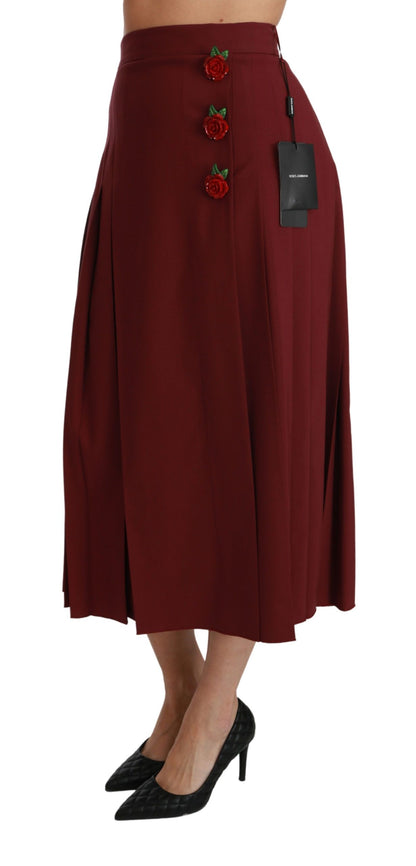 Dolce & Gabbana Elegant Red High Waist Virgin Wool Skirt Dolce & Gabbana