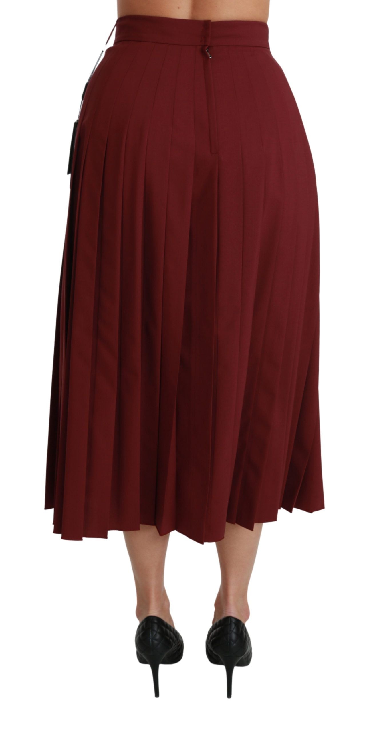 Dolce & Gabbana Elegant Red High Waist Virgin Wool Skirt Dolce & Gabbana