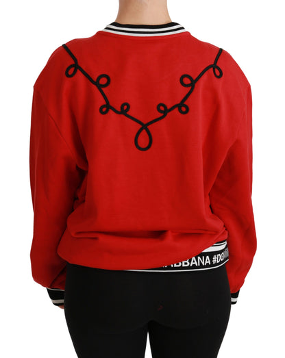 Dolce & Gabbana Radiant Red Sequined Crew Neck Sweater Dolce & Gabbana