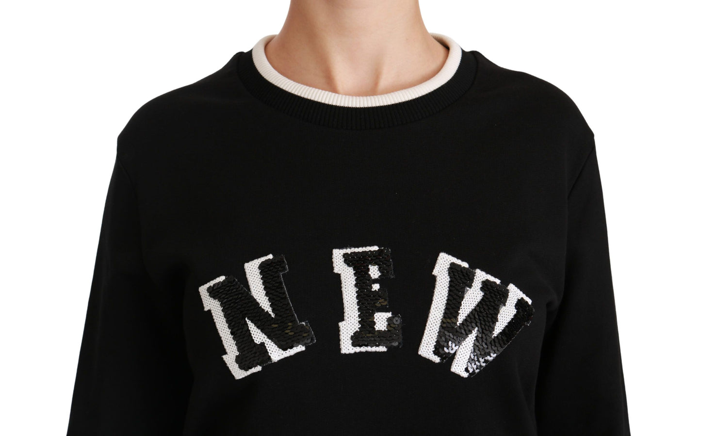 Dolce & Gabbana Chic Black Sequined Cotton Sweater Dolce & Gabbana