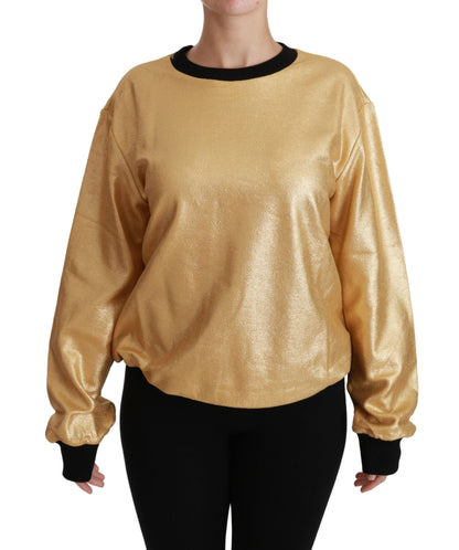 Dolce & Gabbana Elegant Gold Crew Neck Cotton Sweater Dolce & Gabbana