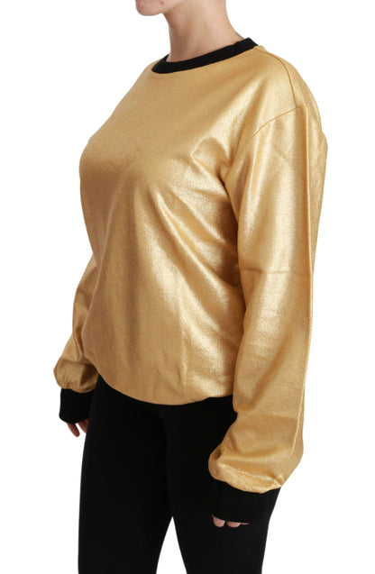 Dolce & Gabbana Elegant Gold Crew Neck Cotton Sweater Dolce & Gabbana