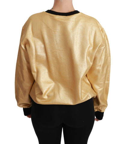 Dolce & Gabbana Elegant Gold Crew Neck Cotton Sweater Dolce & Gabbana