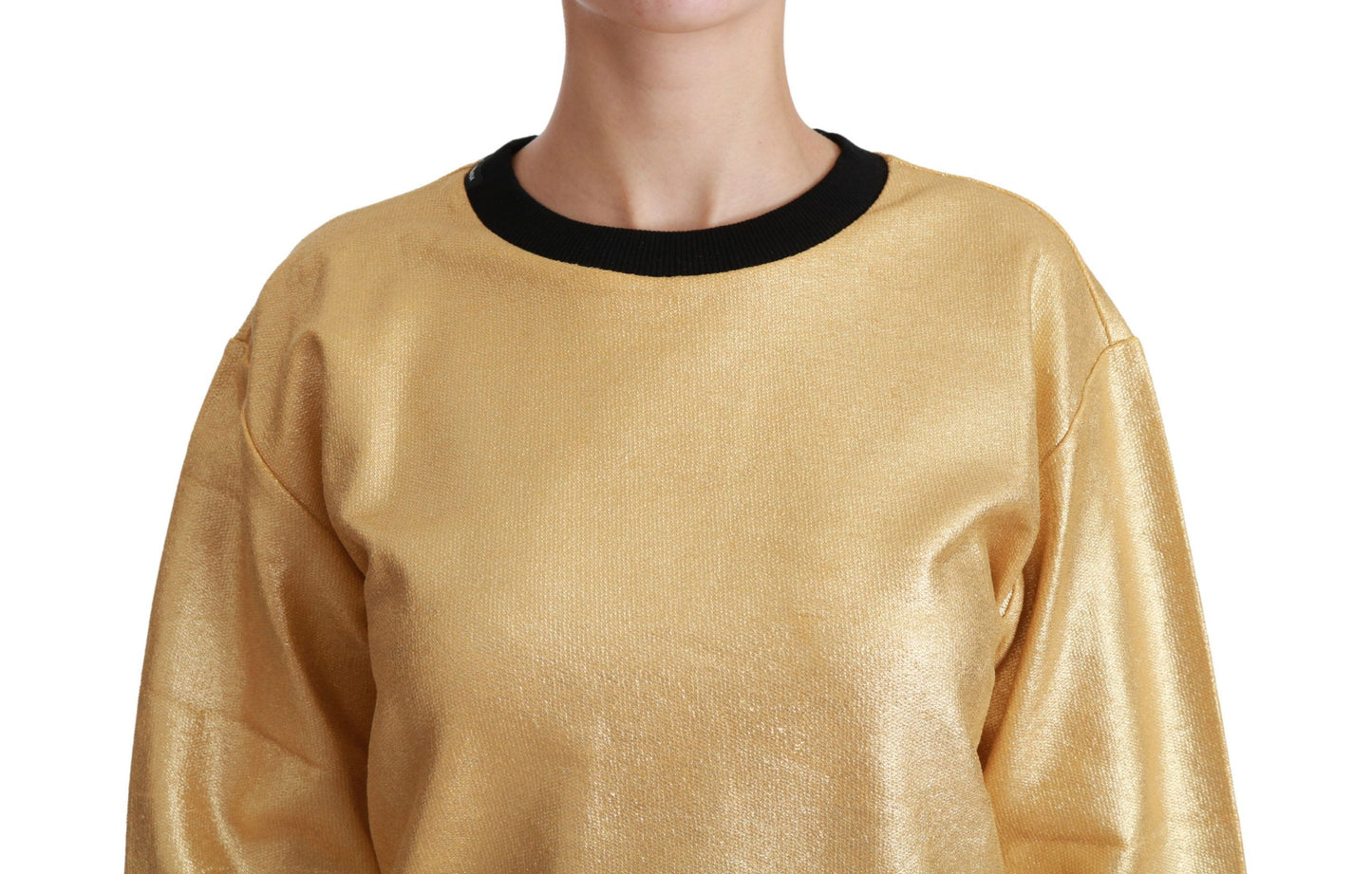 Dolce & Gabbana Elegant Gold Crew Neck Cotton Sweater Dolce & Gabbana