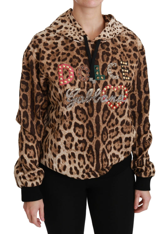 Dolce & Gabbana Elegant Leopard Print Hooded Sweater Dolce & Gabbana